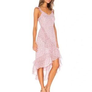 LoveShackFancy Floral Pink Midi Dress